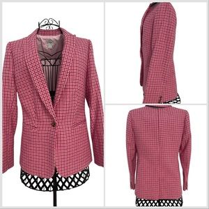 J. Crew Pink Houndstooth Wool Blazer Size 4